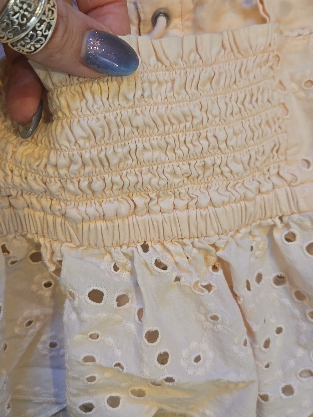 Aerie Blush Pink Eyelet Lace-Up Festival Crop Top - Picture 7 of 8